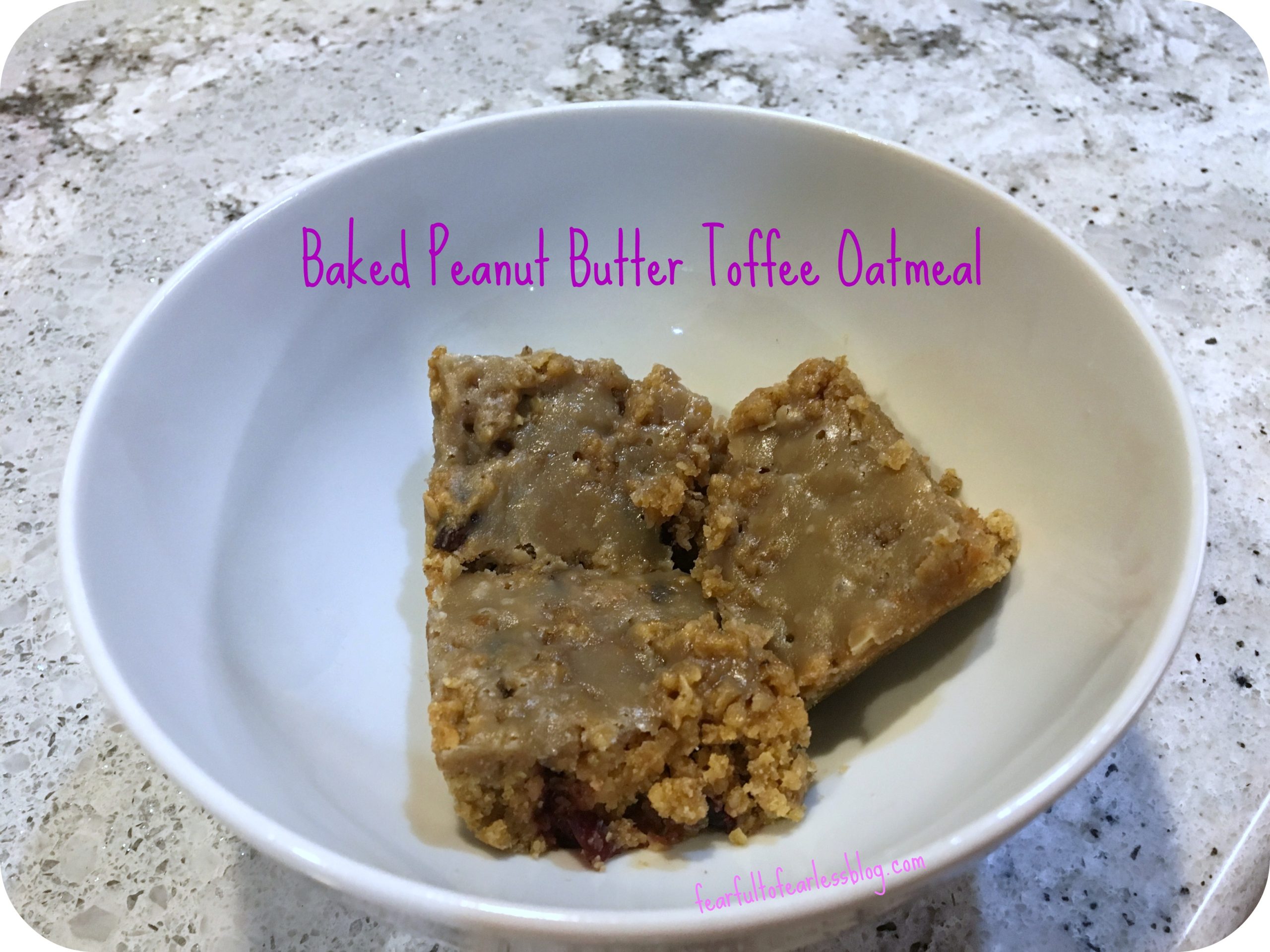 Baked peanut butter oatmeal with toffee