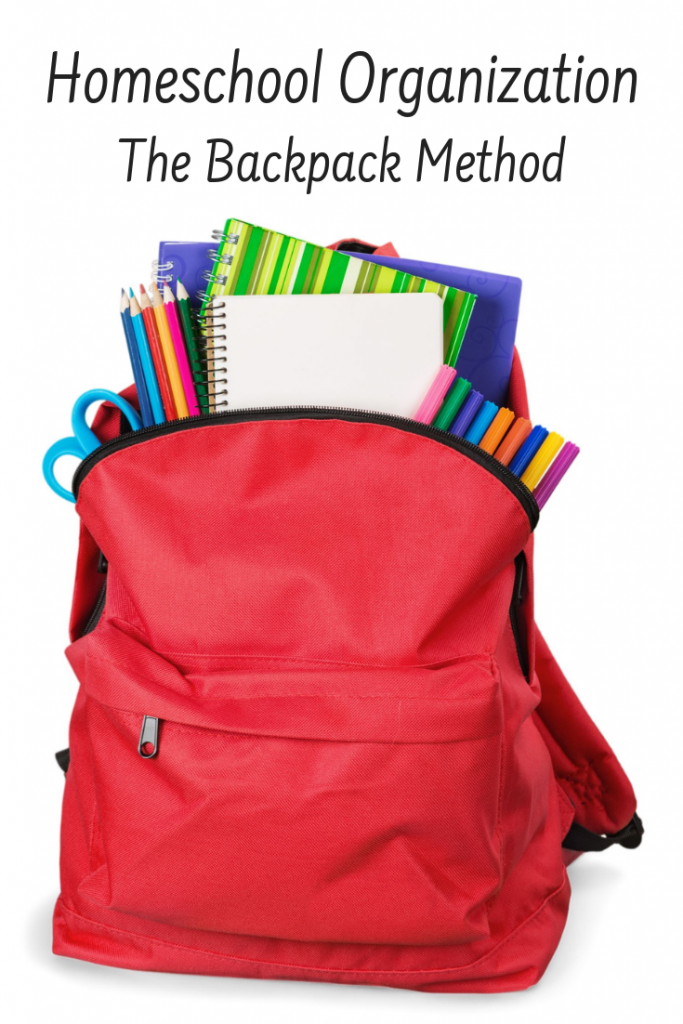 If homeschool organization feels about as impossible as winning the lottery, follow my Backpack Method to save space and save your sanity! #homeschool #organization #motherhood